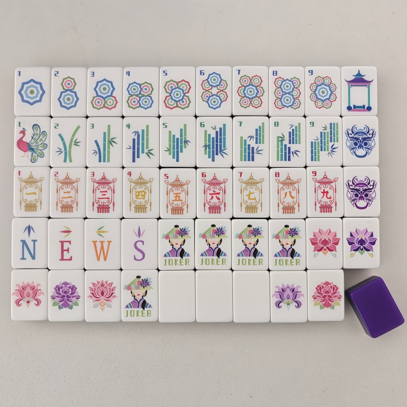 Board Game Mahjong - 新入荷 ディープパープル 4層アクリル麻雀セット、160枚の牌 アメリカン麻雀、携帯用 旅行 家庭