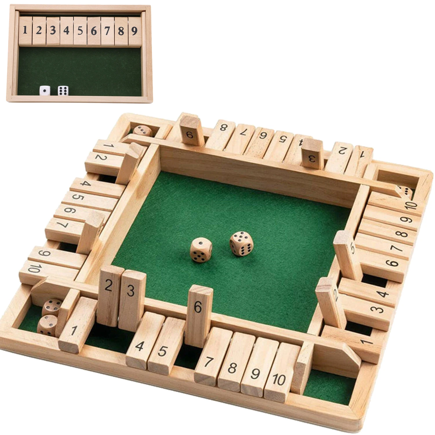 Board Game Review - 2-4 プレーヤー木製数学フラップ & ダイスボードボックスゲーム認知的思考能力木製シャット・ザ・ボックス説明書デラックス大人子供