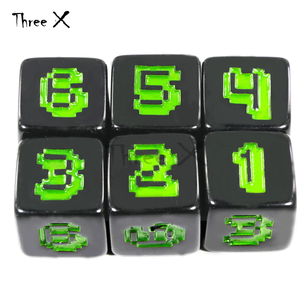 Board Game Logo - 6種類のロゴ入り18mmデジタルDダイスセット、ポーカーカードゲーム/教育ギャンブル、ボードゲーム用プラスチック製サイコロ