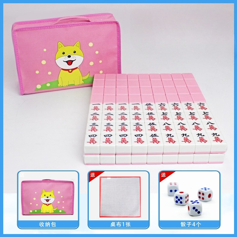 Board Game Mahjong - 24 ミリメートル家庭用麻雀牌手磨きグリーンブルーピンク大人の麻雀ゲームフルセット 144 ブロック漫画麻雀カード友人ギフト