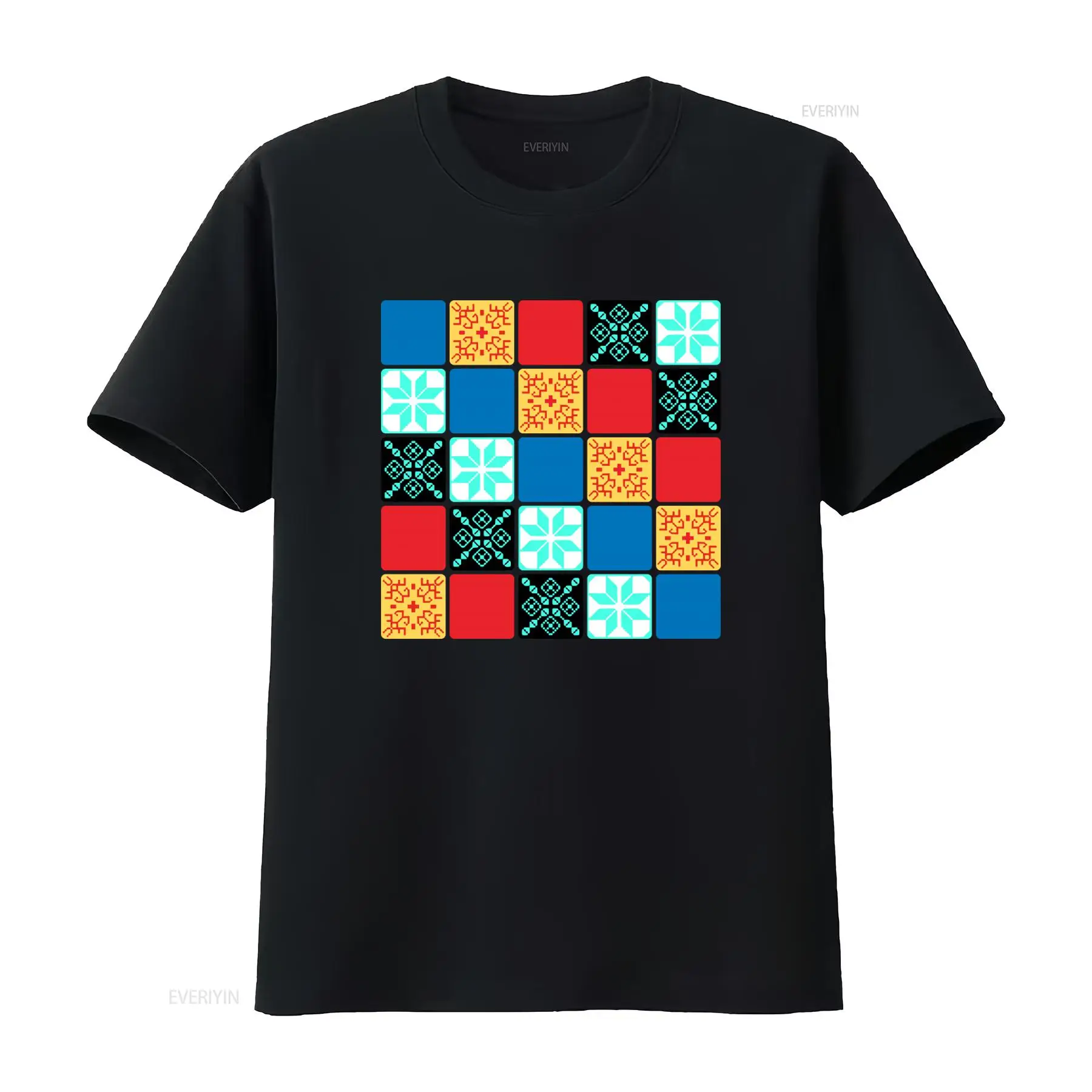 Board Game Quilt - アズール Tシャツ ボードゲームのキルトパターンをイメージした ソフトベラ ヴィンテージ ウォッシュド