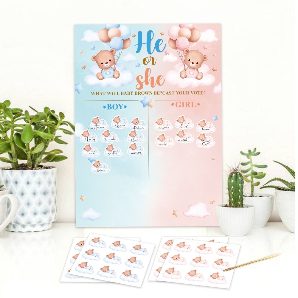 ステッカー付き性別発表投票ゲーム お祝いの喜び 男の子か女の - Board Game Or Boardgame のレビューと価格