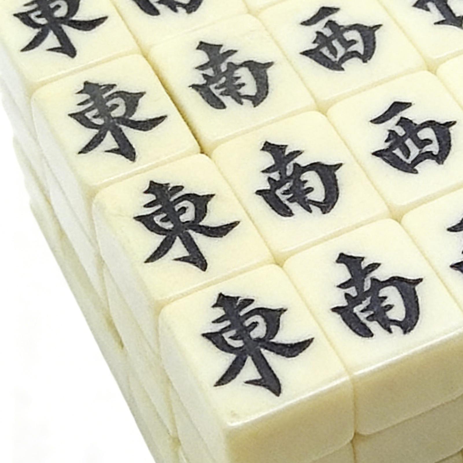 中国麻雀ゲームセット 144 個の白い彫刻が施されたミニタイ - Board Game Mahjong のレビューと価格