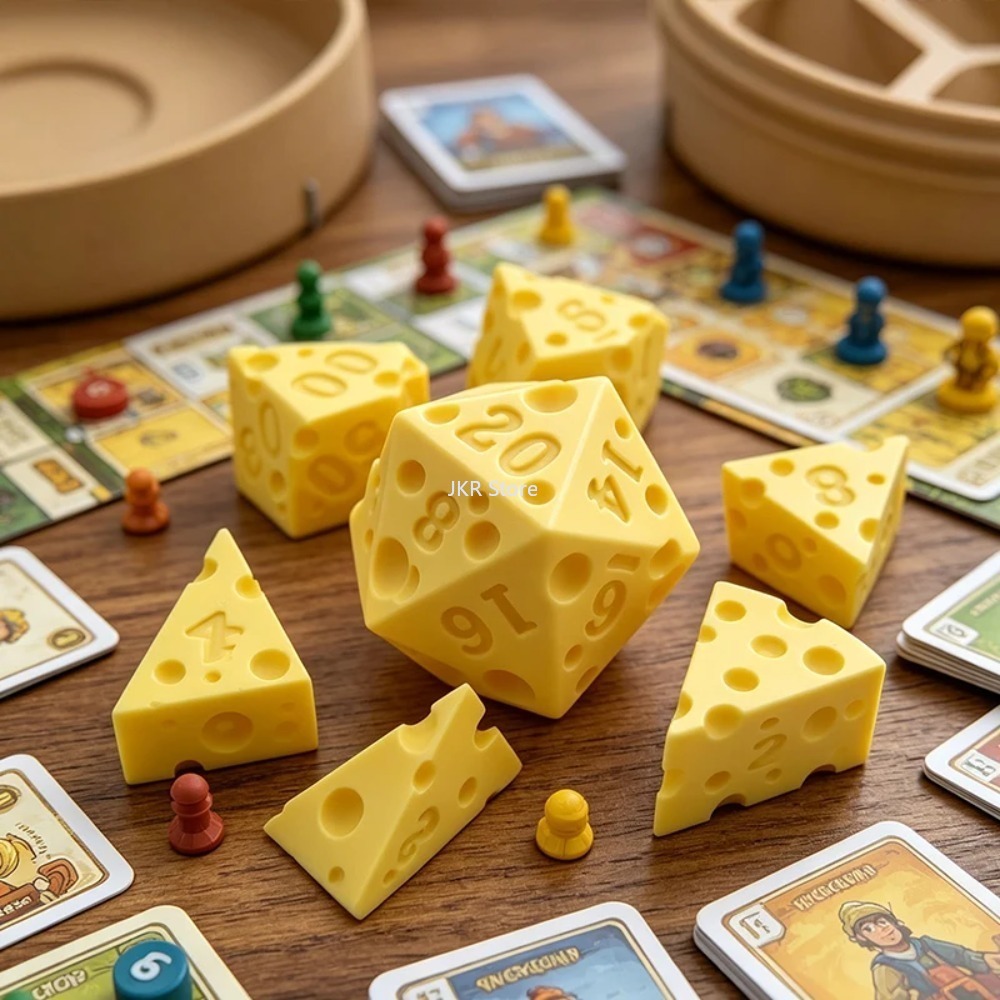 クリエイティブな不規則なチーズ型ダイスセット D4 D20  - Board Game Review のレビューと価格