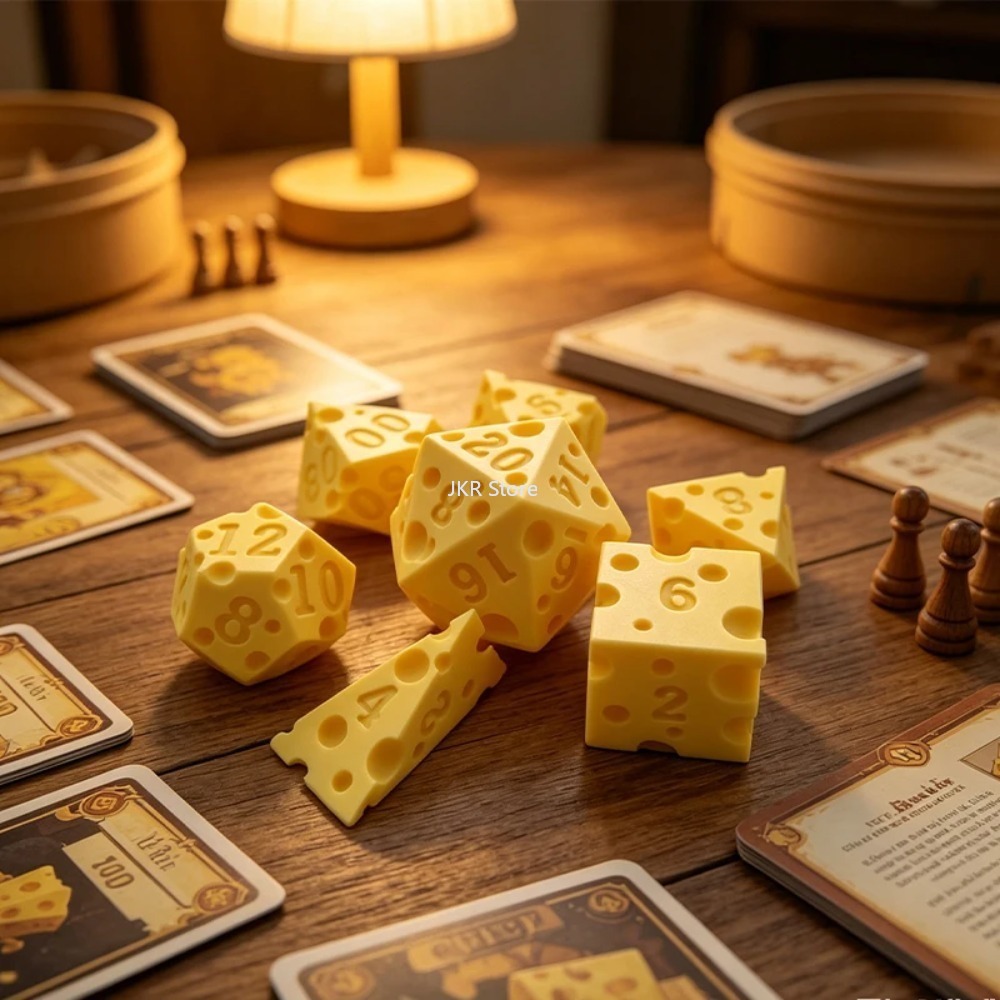 クリエイティブな不規則なチーズ型ダイスセット D4 D20  - Board Game Review のレビューと価格
