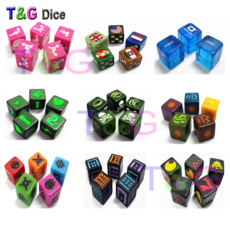 T & g-カスタムボードゲーム用のD6ピースのパーソナライ - Board Game Logo のレビューと価格
